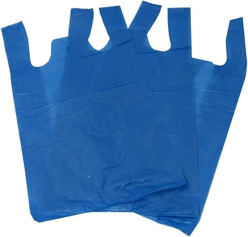 100 X AMD Nexus Blue Carrier Bags 10 X 15 X 18 - Medium Plastic Carrier Bags Heavy Duty Vest Carrier Bag