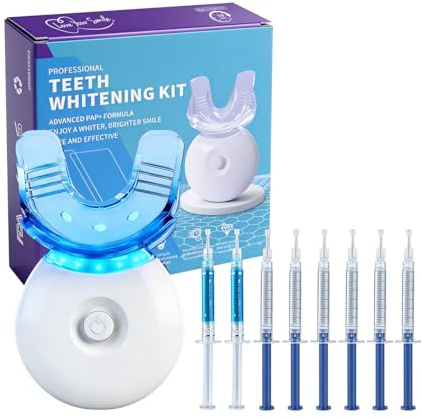 Teeth Whitening Kit, Bleaching Teeth Set for Home Use, 6 Whitening Gels & 2 Desensitizing Gels, Safe for All Teeth Types, Easy to Use for Smokers/Coffee Lovers