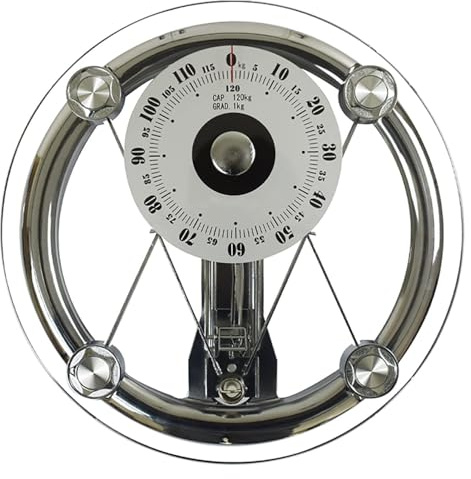 BLUEZY Analoge Personenwaage/Mechanische Waage, Robuste Plattform Aus Gehärtetem Glas, Analoges Zifferblatt, Leicht Ablesbar, Personenwaage Ohne Batterie, Wiegt Bis Zu 120 Kg B