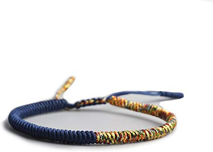 EXINOX Pulsera Tibetana De Nudos | Hombre Mujer | Pulsera Tradicional Budista (Azul)