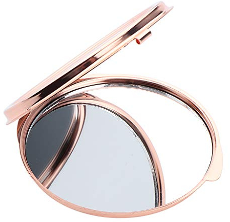 Perfeclan Tragbarer Taschenspiegel Doppelseitig Schminkspiegel Reisespiegel Make-Up Klappspiegel für Unterwegs - Rose Golden