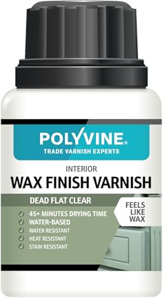 Polyvine Wax Finish Varnish Dead Flat – Quick Dry, Water Resistant Clear Varnish Wax - Quick Dry, Long Lasting Protection, Heat &Stain Resistant for Interior Wood, MDF, Furniture, Emulsion&More, 100ml