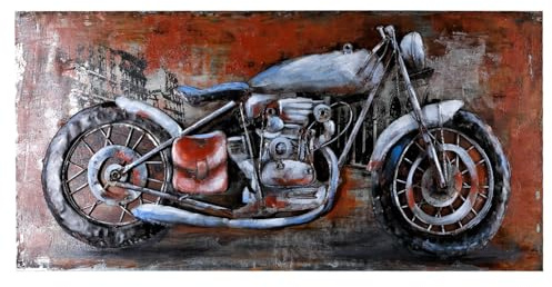 H4L Metallbild Motorcycle 3D Wandbild Unikat Relief Bild Motorrad Motiv Handmade 140x70 cm