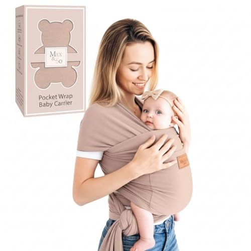 Mx&So babybärare för nyfödda till småbarn, premium bomull, babybärare för nyfödda, en storlek passar alla spädbarn med framficka