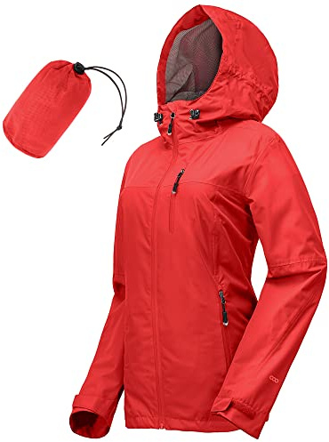 33,000ft Regenjacke Damen Wasserdicht Packbar Fahrradjacke Übergangsjacke | 10000mm Wassersäule, Mesh-Futter Unterarmbelüftung Wanderjacke, Atmungsaktiv Outdoorjacke, Leichte Windbreaker mit Kapuze