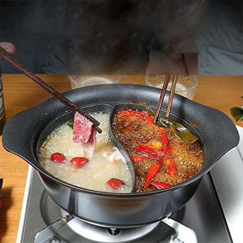 MNSSRN Haushaltsmittel Kleiner Hottopf, einteiliger Non-Stick-Topf mit Teiler, unbeschichteter Gusseisen-Küchengeschirr, Mandarin-Enten-Topf