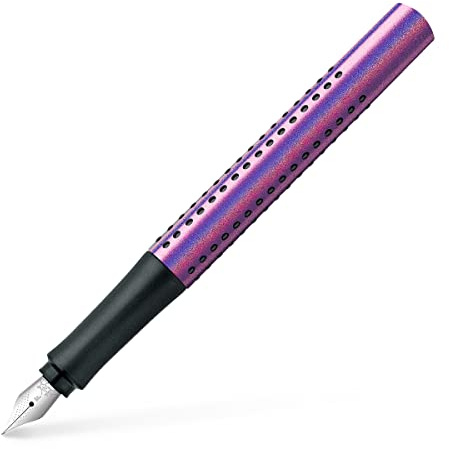 Faber-Castell - Füller Grip Edition Glam Violet | Füllfederhalter mit Feder F, Soft-Griffzone und Edelstahlfeder für Schule, Büro und Alltag