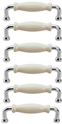 TopHomer 6 STÜCKE Schrankgriffe, Keramik-Zinklegierung, Schrankgriffe, Küchenschubladentürgriffe, Türknöpfe als Ersatz, für Schubladen, Badezimmerschränke, Kleiderschranktüren (Lochmitte: 96 mm)