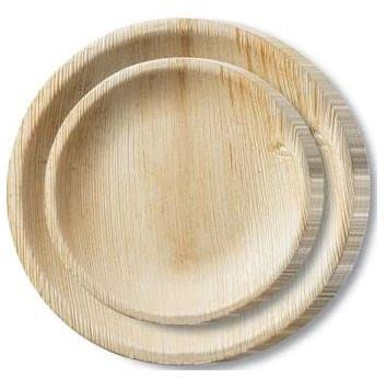 Decorline Lot de 40 Assiettes jetables en Feuille de Palmier Rondes | Ø 26 cm et Ø 20 cm chacun 20 pièces | vaisselle de Papier palmier Écologique et compostable | comme à vaisselle en boi et bambou