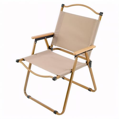 WY8 Garden chair Camping Chair Folding Chair indoor or Outdoor Wood Armrest Relax Camp Chairs Portable Foldable Picnic Chairs Garden Furniture for BBQ Party Picnic Camping (1pc Khaki)
