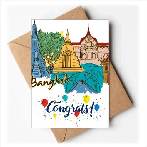Thailand Bangkok Aquarell Hochzeitskarten Glückwunsch Gruß Umschläge