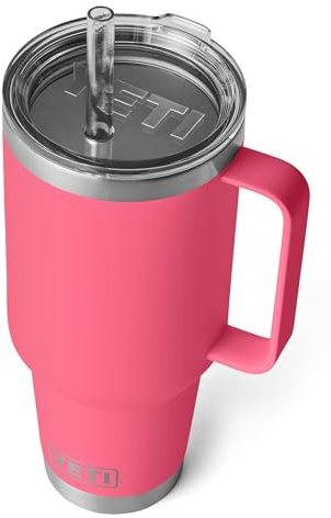 YETI Rambler Straw Mug, Stainless Steel Vacuum Insulated Mug with Stronghold Lid, Tropical Pink, 42 oz (1.2 l)