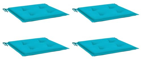 vidaXL Lot de 4 Coussins de Chaise de Jardin, Galettes de Siège Antidérapantes, Décoration Terrasse Patio Extérieur, Turquoise 40x40x4cm Tissu
