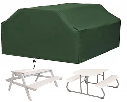 Picknicktisch-Abdeckung Outdoor , Wasserdicht Schutzhülle für Biertisch, Winddicht Abdeckplane für Kinder Picknick Sitzgruppe Holztische Garten mit Kordelzug (Size:185*150*80cm,Color:Green)