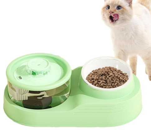 Automatisk kattmatautomat – 2-i-1 automatisk kattmatare – automatisk kattmatare med kapacitet, automatisk kattmatdispenser för inomhus