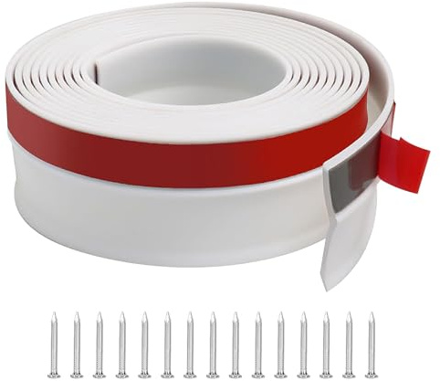 Universal Garage Door Seal, Sealing Strip for Roller Doors, Garage Threshold Seal with Nails, Waterproof and Rainproof, DIY Sealing Strip, for Garage Cleaning and dryingg (White, 6M)