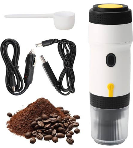Machine à espresso électrique portable, petite machine à espresso auto-chauffante de voyage (rechargeable USB/ 12V voiture petit voyage), compatible avec capsule NES/DG& café moulu, réservoir de 60ml
