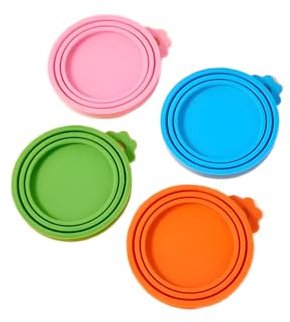 Silicone Pet Food Can Covers (4 Pack) - Airtight Lids for Cat & Dog Tins | Reusable flexible rubber design, keeps wet food fresh, fits standard size tins, universal storage tops for cans