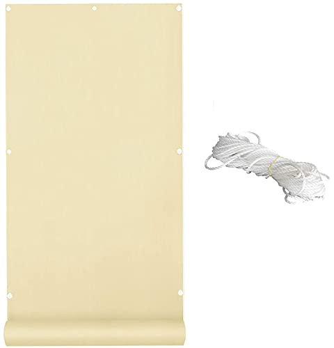 Seitenmarkise für den Außenbereich, 0,75 x 5 m, wetterbeständig, Beige mit Beschlägen, ideal für Sichtschutz, Sonnenschutz und Leben im Freien