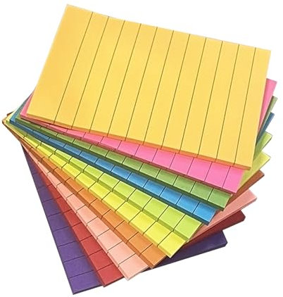 BelonLink Haftnotizen mit Linien, Farbige Haftnotizen 300pcs, 70 x 100 mm Selbstklebende Haftnotizzettel, 10 Brillante Farben, Stark klebende Notizzettel für To-Do-Listen und Erinnerungen