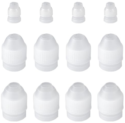 Bojueshaw 12pcs Piping Nozzles Coupler,Plastic Icing Piping Tip Converter Nozzle,Cake Decorating Adaptors Tip,Birthday Cake Decorating Tool for Cupcakes Cookies DIY