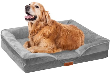 AUSCAT Orthopädisches Hundebett für Große & Mittelgroße Hunde - Schaumstoffsofa mit Abnehmbarem, Waschbarem Bezug, Wasserdichtem Futter und Rutschfester Unterseite, L, 88cm L x 64cm W x 20cm H
