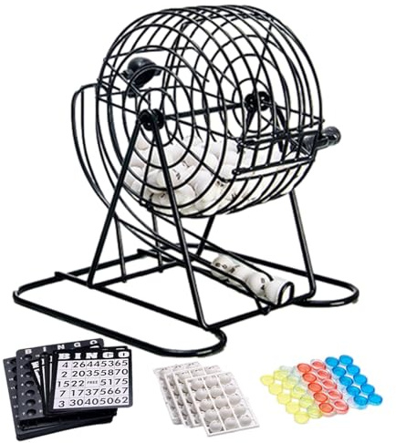 Jumbo Bingo Cage Deluxe Manuelle Lotterie-Spielmaschine | Lottoball-Maschine mit gebogenem Verschluss für Feiern, Events und Spielabende
