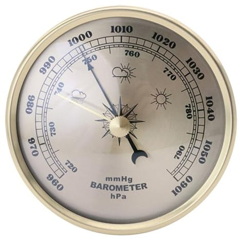 YDYAENIO Barometri Sveglia Wireless da Appendere alla Parete, barometro, termometro, igrometro, con Cornice Dorata, for Decorazioni di stanze(Barometer)