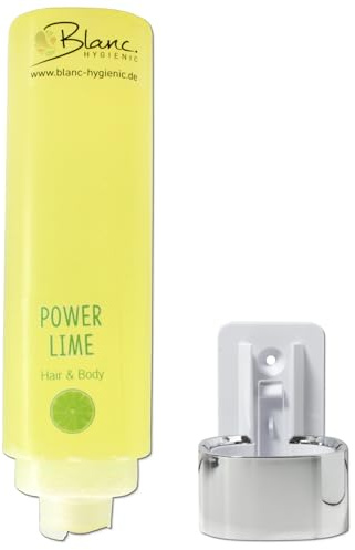 Blanc HYGIENIC Set shampoo doccia e capelli 12 x 420 ml diversi profumi senza o con supporto a parete in bianco o cromato HOTELSERIE colore con supporto a parete cromato, misura Power Lime: Lime,
