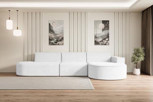 ALTDECOR Ecksofa in L-Form Corner Sofa Bett Eckcouch Couch Wohnlandschaft Cauchsofa MARI-L2-328x171x79,5 cm Weiß