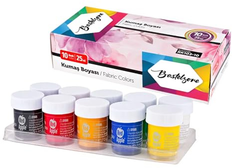 Bastelzone Stoffmalfarben-Set – Lebendige, hochpigmentierte Textilfarben – Waschmaschinenfeste Farben für T-Shirts, Baumwolle & Stoffe (10 Farben x 25ml)