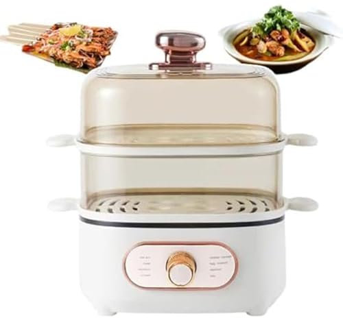 Mixtric Pentola Elettrica 2 in 1, con capacità di Cottura di 10,5 L E 2 Strati di Cottura A Vapore, Cuociriso A Vapore Antiaderente, Uso A Tre Strati per Panini,Bianca