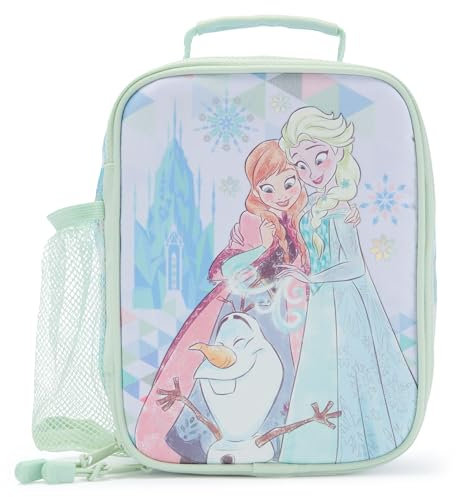 Disney Store Official Borsa Portapranzo Termica Bambini Frozen, con Elsa, Anna e Olaf, inclusa tasca laterale in rete, H 23 x L 18 x P 10 cm