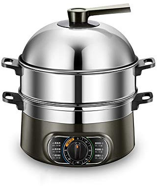 Pentola Multiuso da 10 Litri, Grande capacità, 1500 W, vaporiera elettrica Multifunzione in Acciaio Inossidabile