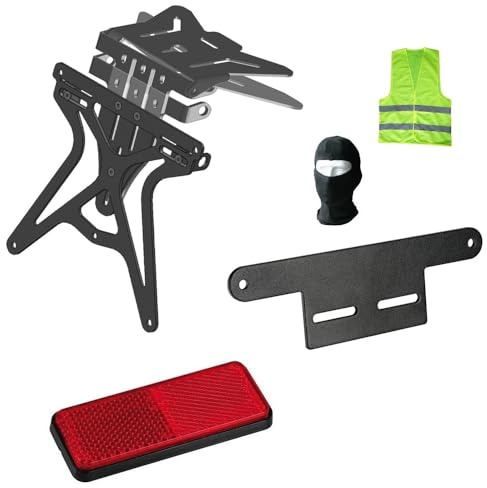 COMPATIBILE CON RIEJU MRT 50 MOTARD PRO KIT PORTATARGA REGOLABILE ATTACCO SOTTOCODONE+CATARIFRANGENTE+SUPPORTO CATARIF. SET KIT PER MOTO PORTA TARGA OMOLOGATO