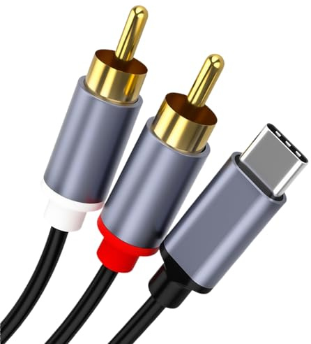 USB Type C to 2 RCA Audio Cable, 1m USB C to RCA Male Jack Y Splitter Cord Compatible with iPhone 15/16 Samsung Galaxy Pixel Tablet Amplifier Speaker Car Stereo