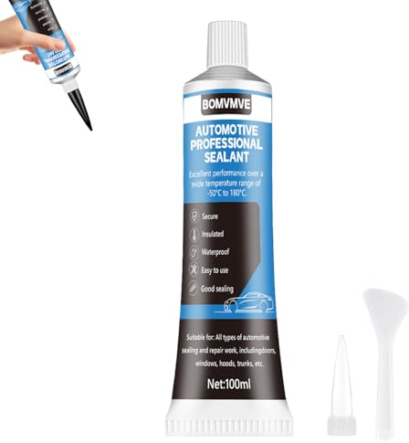 BOMVMVE 100ml Karosseriekleber Schwarz, Kfz Dichtmasse, Scheibenkleber Auto | Karosserie Dichtmasse Auto, Temperaturbeständigkeit, Gummi Kleber für Windschutzscheiben, Scheinwerfer, Türdichtungen