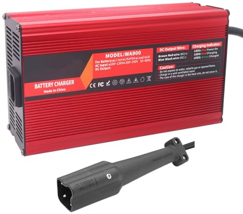 WLEJSL Chargeur Batterie pour Voiturettes Golf 48 V 15 A. Chargeur Rapide Batterie Plomb Acide 48 V avec Batterie de Maintien pour Voiturettes Golf 48 V, Voiturettes Golf EZGO, RXV et TXT,A4