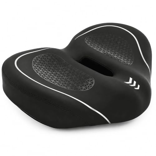 MidGard Nasenloser Fahrrad-Sattel mit extra Breiten und gepolsterten Fahrradsitz mit Gummifedern, mit O-Zone-Aussparung