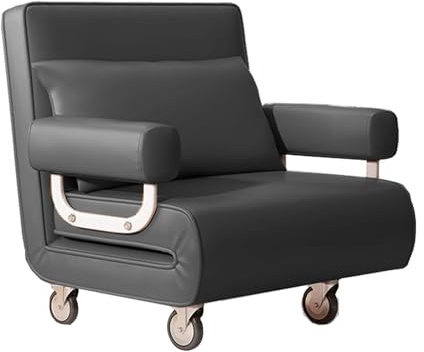 Sofffåtölj Bäddsoffa Hopfällbar Säng Med Madrass for Vuxna Klädsel I Konstläder Stomme I Kolstål Crews Med Bromsar 3 Bäddbara Konfigurationer(Gray)