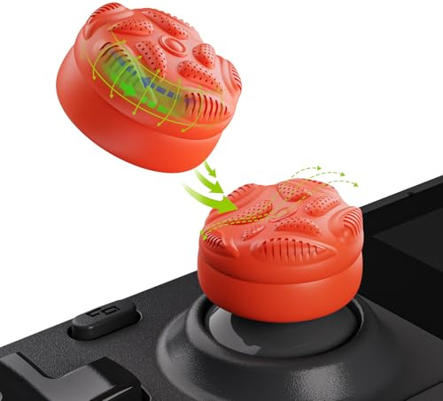 PlayVital Thumb Grips para Steam Deck LCD & OLED (4 Piezas), Tapas de Joystick con Textura de Gota de Lluvia Antideslizante, Fundas Elevadoras para Joystick, Accesorios para PS Portal (Naranja)
