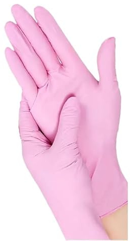 PBHOVIITG Guantes de nitrilo desechables rosas, impermeables, for limpieza del hogar, cocina y salones belleza, 100/50 unidades(100PCS Pink,L)