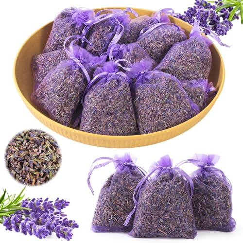 26 Packungen Lavendelsäckchen, Lavendel Duftsäckchen für Kleiderschrank, 208g Lavendel Getrocknet für Schlaf und Entspannung, Lavendelblüten Getrocknet für Zimmer, Auto und Kleidermotten Bekämpfen