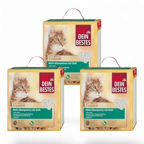Katzenstreu Aktiv-Klumpstreu mit Aloe Vera Duft - Exquisit - (3 x 6 l)
