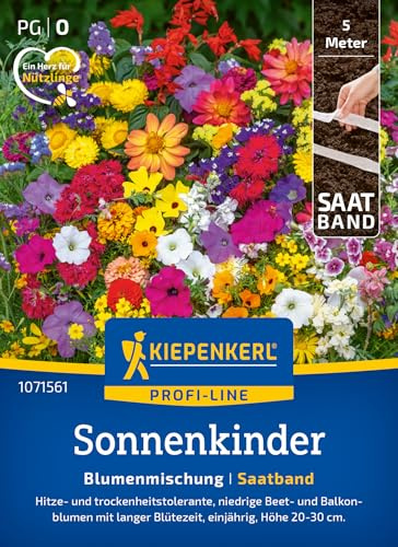 Kiepenkerl Blumensamen-Mischung Pflegeleichte Sonnenkinder 1071561 | Saatband, Saatgut mit Hitze- und trockenheitstoleranten Samenmischung, für Beet, Kübel & Balkonkasten