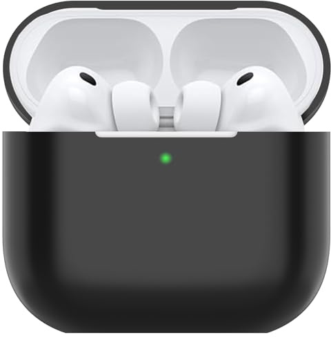 Nemteur Hülle für AirPods Pro 3, Thin Schützende Silikon Case für Air Pods Pro 3 2025 (USB-C) Skin Front LED Sichtbar Silicone Cover, Schwarz