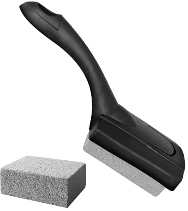 Pumice Stone Brush - Heavy Duty Dirt Scrubber, Grill and Oven Cleaning Tool, Stone Bristles | Effective Filter Cleaner for Grill Grate, Frying Pan, Stove, Tile Grout, Cooker Hood