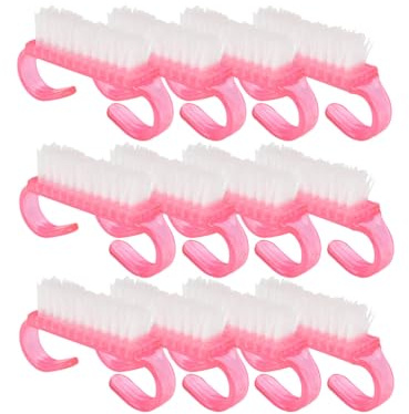 Spazzola per Pulizia Unghie Rosa 12 Pezzi in Plastica e Nailon | Spazzola per Pulizia delle Unghie, Design Compatto ed Ergonomico, per Manicure e Viaggio