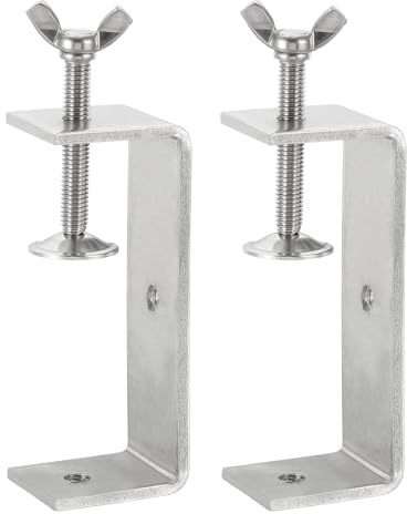 sourcing map 2 Pcs 304 Stainless Steel C Clamps 100mm Square Mini Tiger Clamp Adjustable Heavy Duty Metal U Clip with Butterfly Screws for Woodworking Welding Mounting, Silver