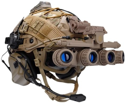 LZAQHMT Set Caschi Tattici Airsoft FAST - Set Completo Caschi Bump Con Visore Notturno Tattico GPNVG 18, Modello NVG, Cuffie, Luci Segnalazione Attrezzatura Per Cosplay Paintball All'aperto